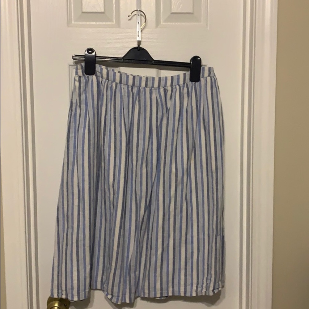 Blue and white striped skirt